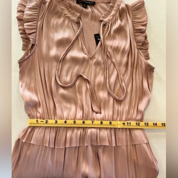 Banana Republic women’s maxi dress size 6 blush pink satin ruffle sleeveless NWT - Picture 12 of 15
